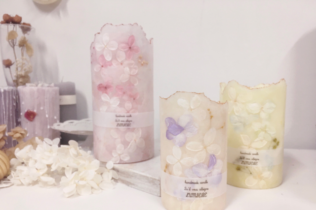 【大阪・梅田・キャンドル作り】シーズンキャンドル。飾って可愛い「紫陽花キャンドル」作り