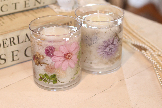 【岡山・倉敷・手作りキャンドル】透明なジェルにお花を選んで閉じ込めようよう！ボタニカルキャンドル作り 写真2