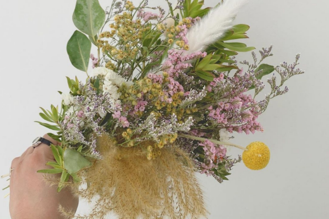 【愛知・岡崎・ドライフラワーアレンジメント】壁に飾る花束スワッグ作り体験！1個 写真5