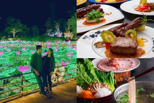 <ディナーハーフビュッフェ>☆夜の部 沖縄南国イルミネーション入園つき! <ディナーハーフビュッフェ>☆夜の部 沖縄南国イルミネーション入園つき!