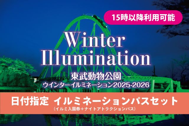 【15時から利用可】イルミネーションパスセット(イルミネーション入園券+ナイトアトラクションパス) 【15時から利用可】イルミネーションパスセット(イルミネーション入園券+ナイトアトラクションパス)